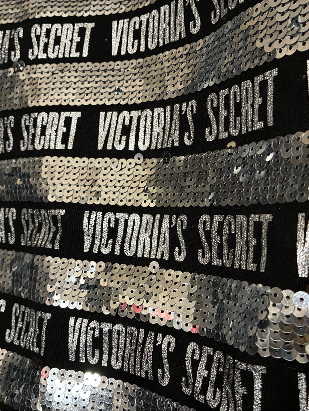 Victoria's Secret Black and Silver Logo Sequin Tote - Picture 2 of 4